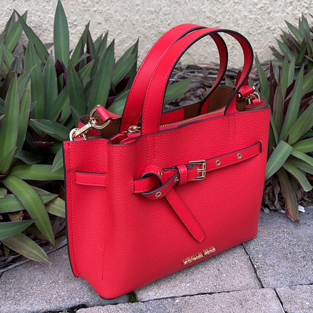 MICHAEL KORS EMILIA SMALL SATCHEL DARK SANGRIA - Picture 2 of 16